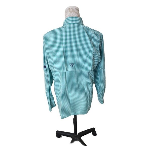 Simply Southern Vented Teal Green Gingham Check Button Shirt Women's Medium - Picture 4 of 8